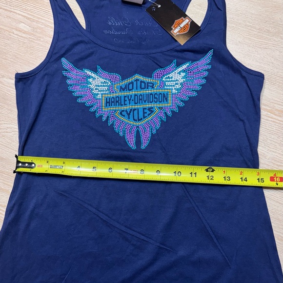 Y2K Biker Babe Harley Davidson Studded Wing Tank Black Hills Size M NWT) - Picture 9 of 11